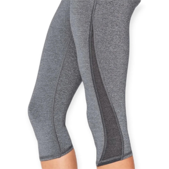 Lululemon Train Times 17" Crop High Rise Leggings Heathered Gray with Mesh 4 - Picture 5 of 13